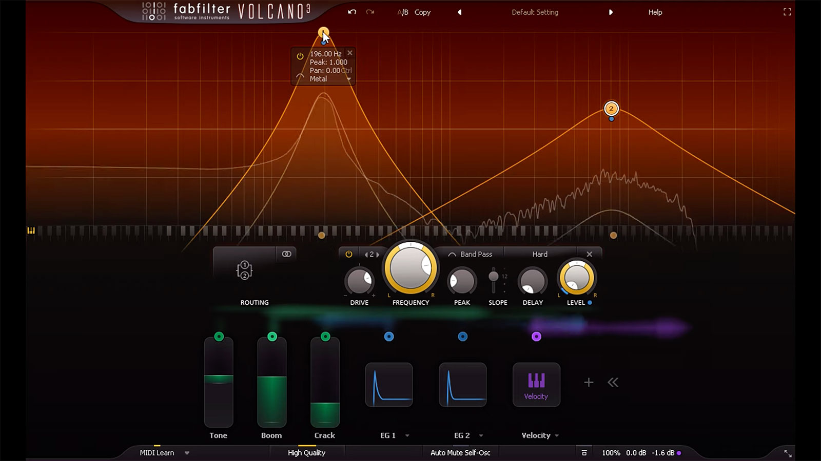 Screenshot of Synthesizing snare drums with FabFilter Volcano 3